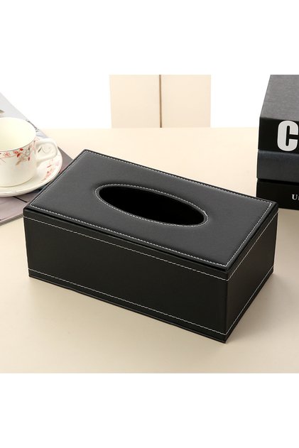 Black High-Quality Leather Paper Drawer, Living Room, Household Tissue Box, Creative PU Napkin Paper