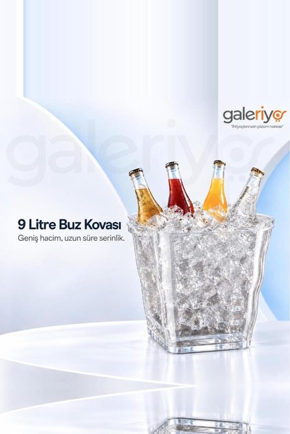 9 Lt. İçecek ve Buz Kovası – Taşınabilir Şeffaf