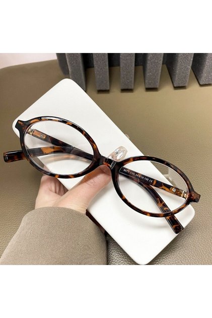 leopard Y2K Oval Anti Blue Light Blocking Glasses Women's Clear Anti Radiation Filter Glasses Anti R