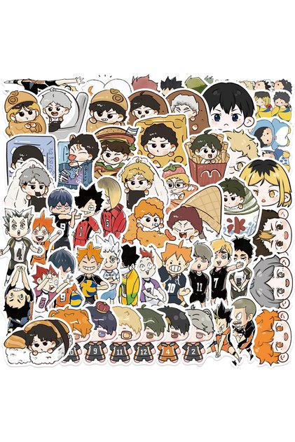 56PCS ALL 56pcs Volleyball Boy Graffiti Sticker Cute Character DIY Hand Account Decoration Mobile Ph