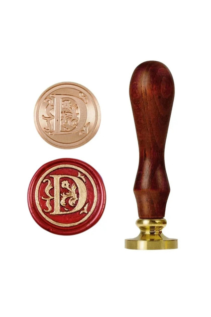 D 1set 26 Letter A-Z Wax Seal Stamp with wooden handle, Wax Seal Paint Copper Head for Envelope Gift
