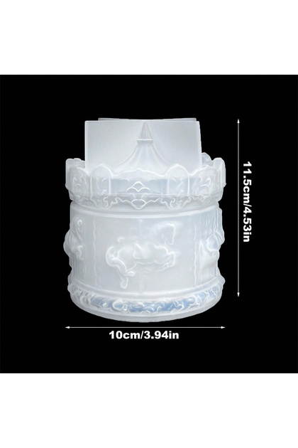 WHITE 1pc Candle Jar Resin Mold Carousel Silicone Molds With Lids Epoxy Resin Casting Molds For DIY