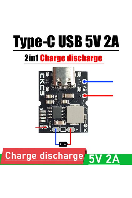 وحدة شحن وتفريغ USB نوع C 2 في 1 بقوة 5 فولت 2 أمبير مع لوحة حماية للشحن ومحول رفع للجهد POWER 1S 4.2