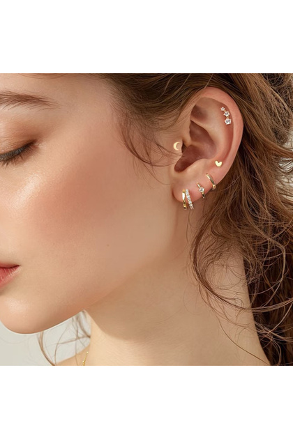 Gold Color 6Pcs ZAKOL 6 Pcs Small Gold Hoop Stud Earrings Set for Women Simple Huggie Hoop Earrings