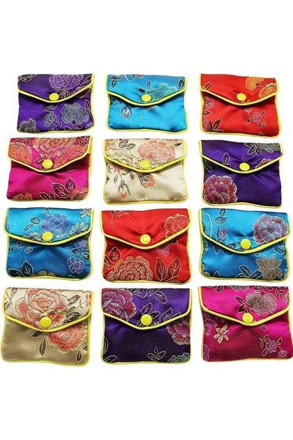 12pcs MULTI 6pcs/12pcs Jewelry Silk Purse Pouch, Jewellery Gift Bags, Multiple Colors (Random Color