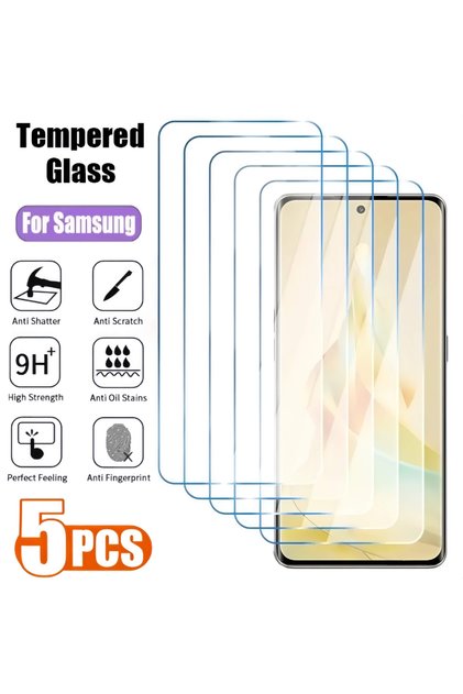 Galaxy S25 5PCS Tempered Glass 5PCS Screen Protector For Samsung A54 A26 A12 A53 A71 A52 A23 A51 A32