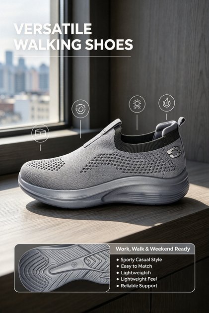 Men's 5cm Thick Sole Slip-On Flyknit Casual Walking Shoes, Breathable Lightweight Non-Slip Daily Sneakers, 3 Colors, EU 40-45