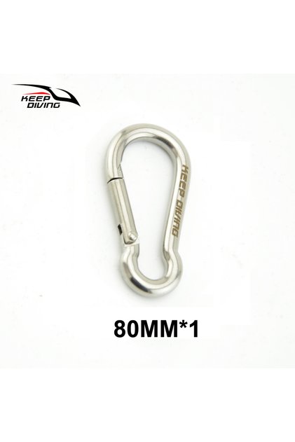 80MM 1PCS 1Pcs 50/60/80MM 316 Stainless Steel Spring Snap Hook Carabiner Diving Equipment BCD Safe