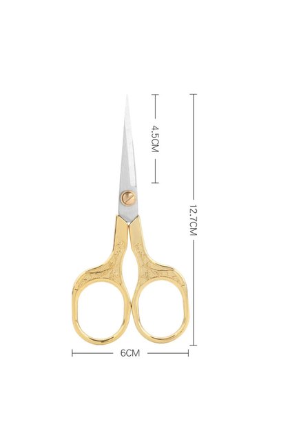 Gold Kawaii Titanium Color Scissors Vintage Stainless Carved Cutting and Sewing,Thread Scissors, Sew