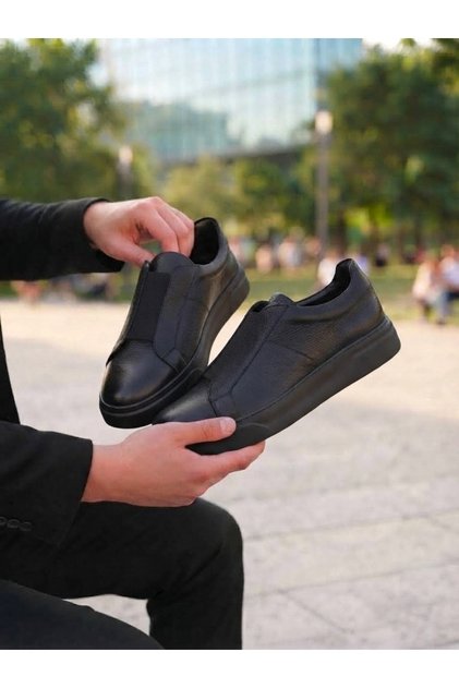 Hakiki Deri Lastikli Erkek Sneaker - Günlük Ayakkabı Sneaker