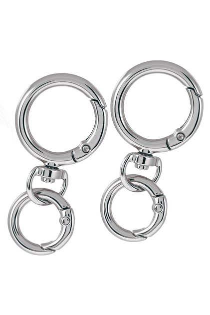 5 Sets Silvery 2/5/10 Sets Round Spring Snap Carabiner Clip O Rings Swivel Trigger Hook Metal Clasps