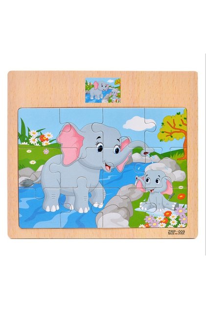 AB-7 Hot Sale 12/9 PCS Puzzles Wooden Kids Baby Wood Cartoon Vehicle Animals Learning Educational To