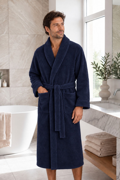Royalman Men's Bathrobe Midnight Blue