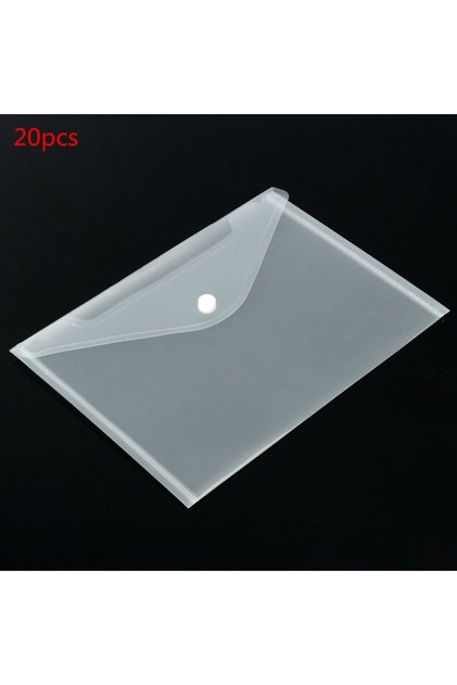 20pcs A5 Folder Bag Transparent Plastic Water Resistant File Holder File Paper Office Supplies Docum