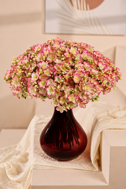 Pembe Yapay Yasemin Çiçeği Buketi 4 Dallı Lüx İpeksi Dokulu Dekoratif Vazo Çiçeği 40 cm