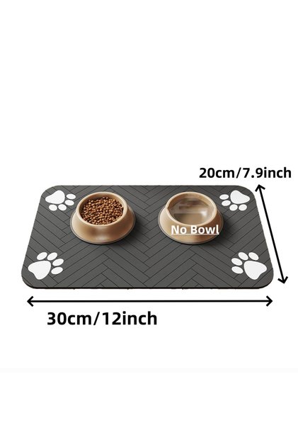 20X30cm Black Pet Feeding Mat-Absorbent Pet Placemat for Food and Water Bowl with Waterproof Rubber