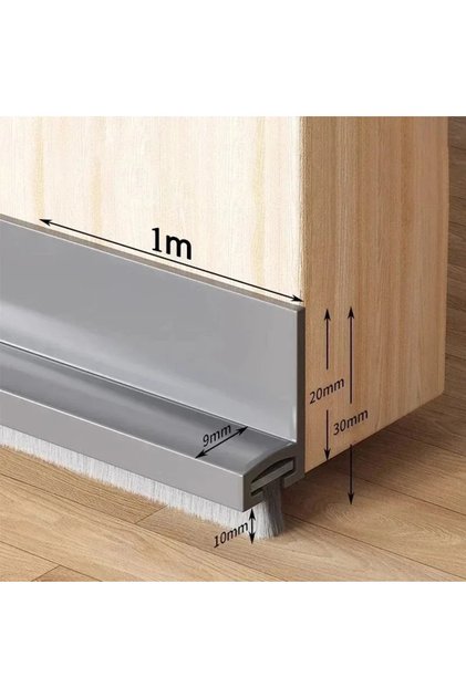 1m GRAY 1PC 1m/39.37inch Door Seal Draft Stops With Brush Reduce Noise Rubber Door Sweep Breeze Bloc