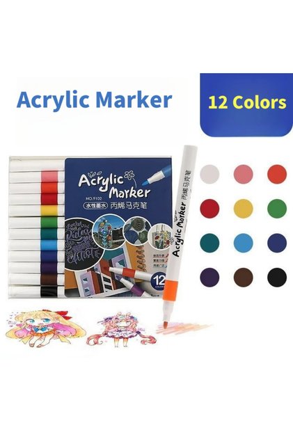 12Colors 12-60Colors Acrylic Marker Pen Quick Drying PVC Box Multi-Material Materials Painting Combi