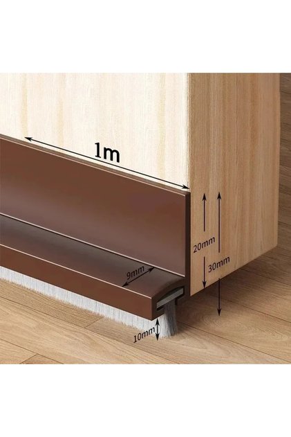 1m camel 1PC 1m/39.37inch Door Seal Draft Stops With Brush Reduce Noise Rubber Door Sweep Breeze Blo