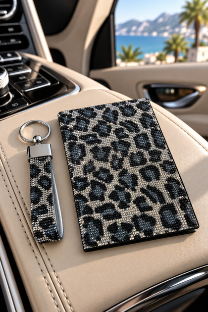 Leopard White Stone License and Keychain Types