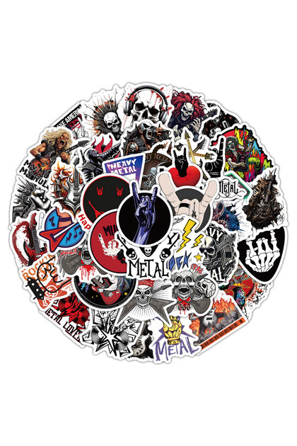 54PCS 54PCS Classic Heavy Metal Music Stickers Decorative Decals for Notebooks Guitars Skateboards P