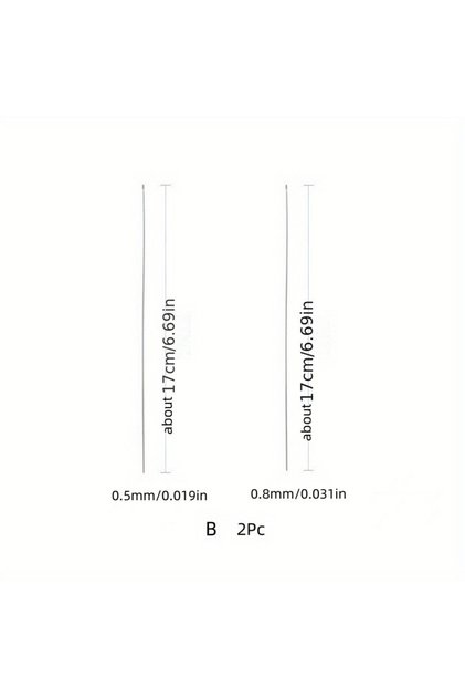2pcs B 2pcs Beaded Needles With Steel Needles, Long And Thin Beaded Leads, Side Threaded Hooks And B