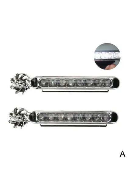 2pcs-white 1-2pcs Wind Powered LED Car DayTime Lights Creative Auxiliary Running Lights Rotation Fan