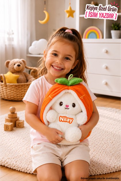 Özgüneroyuncak.KK 50 Cm Çilek Çantalı Tavşan Sevgiliye Özel