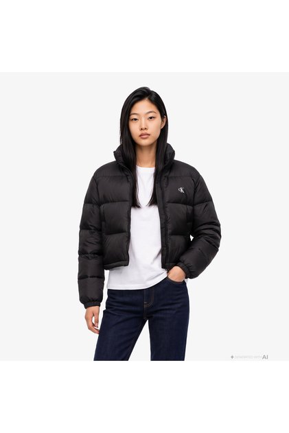 Essential Crop Puffer Kadın Siyah Ceket