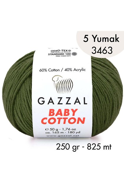 Baby Cotton 3463-Yazlık Projeler İçin Hafif ve Konforlu Pamuk İplik - 5 Yumak