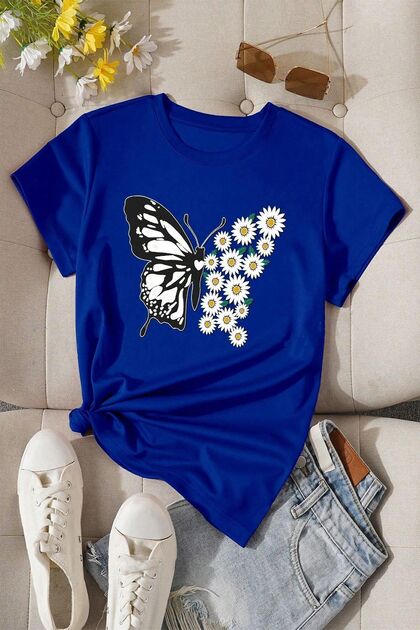 Cotton Daisy Butterfly Design Tshirt
