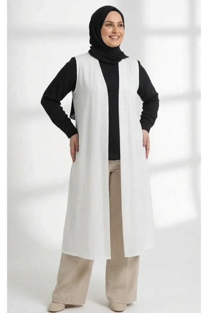 Sade Long Dressy White Vest