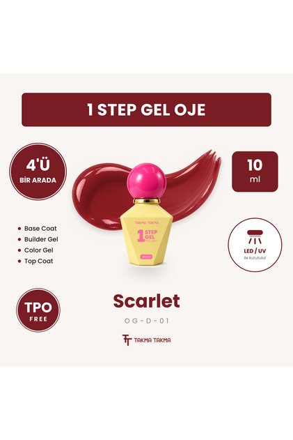 Düz Renkler 4‘ü 1 Arada Kalıcı Oje Parlak Kırmızı UV ile Kurutulmalı OG-D-02