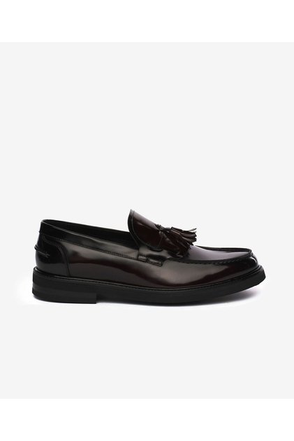 Men's Burgundy Genuine Leather Loafer Shoes 5K1Ua64729