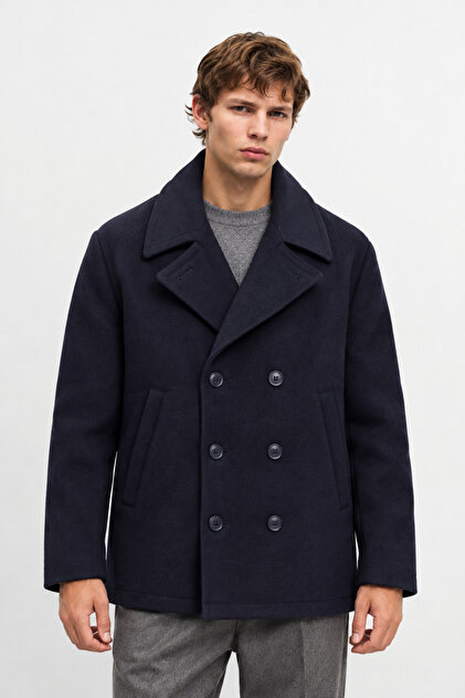 Men's Regular Fit Double-Breasted Quilted Premium Imported Cashmere Jacket