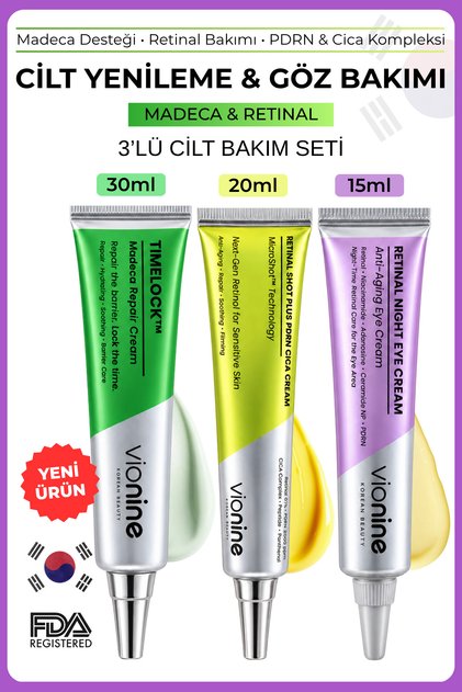 Vionine 3-Piece Retinal Skin Care Set - Face Cream + Eye Cream + Madeca Cream