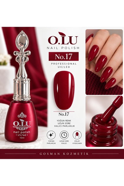 Kalıcı Oje 15ml - Işıltılı Şarap Kırmızı - UV/LED Jel Tırnak Cilası