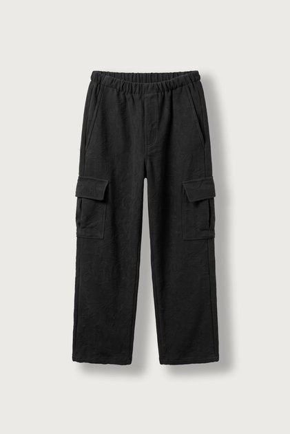 Black Patterned Baggy Fit Men's Trousers
