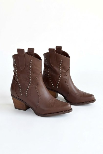 Mateo Premium Bitter Brown Western Style Heeled Boots