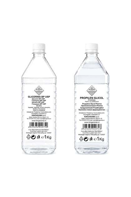 Set Propilenglicol Pharma KING Aroma® 1Kg si Glicerina Vegetala 99,95% BPUSP KING Aroma® 1 Kg