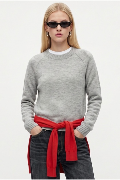 Mushy Gray Basic Knit Sweater