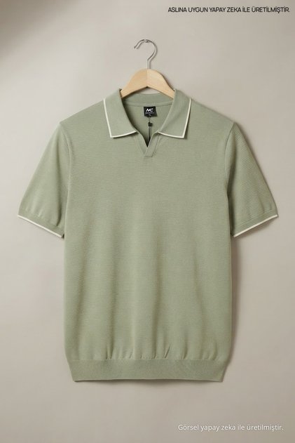 Men's Large Size Summer Loose Green Polo Collar T-Shirt