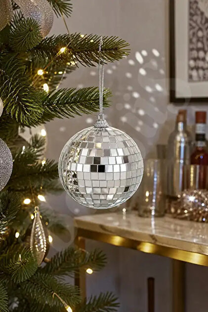 Christmas Pine Tree Ornament Mirrored Disco Ball 10 cm