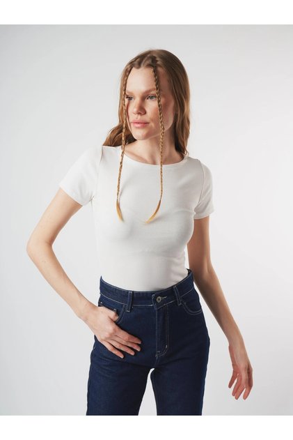 Women's Boat Neck Basic Short Sleeve Blouse Cty-Abr-1996