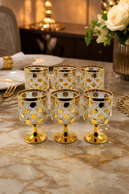 Handmade Cut Crystal Titanium Footed Water Soft Drink