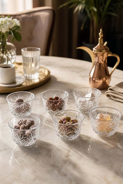 El Yapımı Kesme Kristal Püskül Desen Lokumluk Mıra Zemzemlik