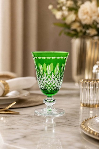 Handcrafted Royal Colorful Luxury Footed Water Soft Drink Glass 280ml