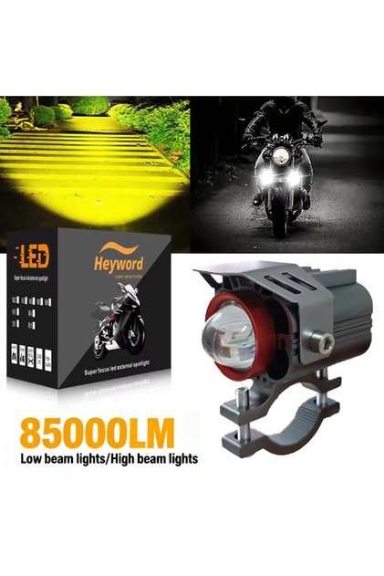 1pc yellow white Heyword Motorcycle LED Auxiliary Spotlight Two Tone Motorcycle LED Exterior Motorcy