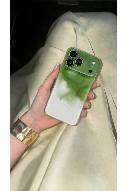 Iphone 17 Pro Uyumlu Yeşil Mermer Desenli Şeffaf iPhone Telefon Kılıfı – Darbe Emici Silikon Koruma Kılıfı