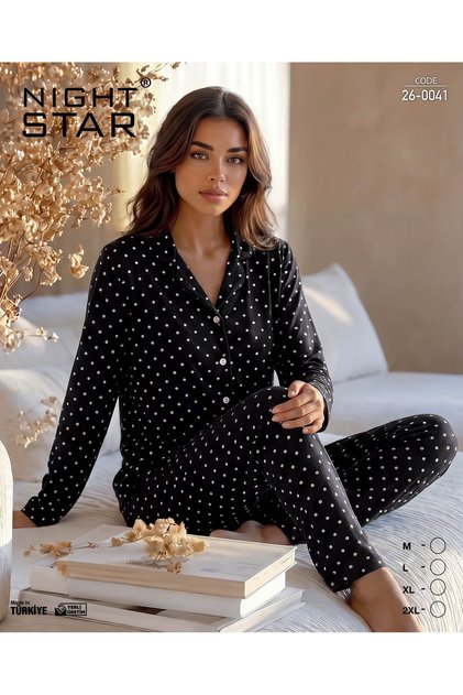 Nova Polka Dot Supersoft Buttoned Pajama Set